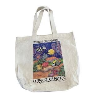 Rare Vintage 80s/90s Human-i-Tees “Protect Our Natural Treasures” Canvas Tote